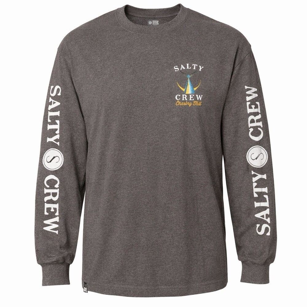 Salty Crew Chasing Tail Long Sleeve T-Shirt XL Gray Sailfish Logo Fishing